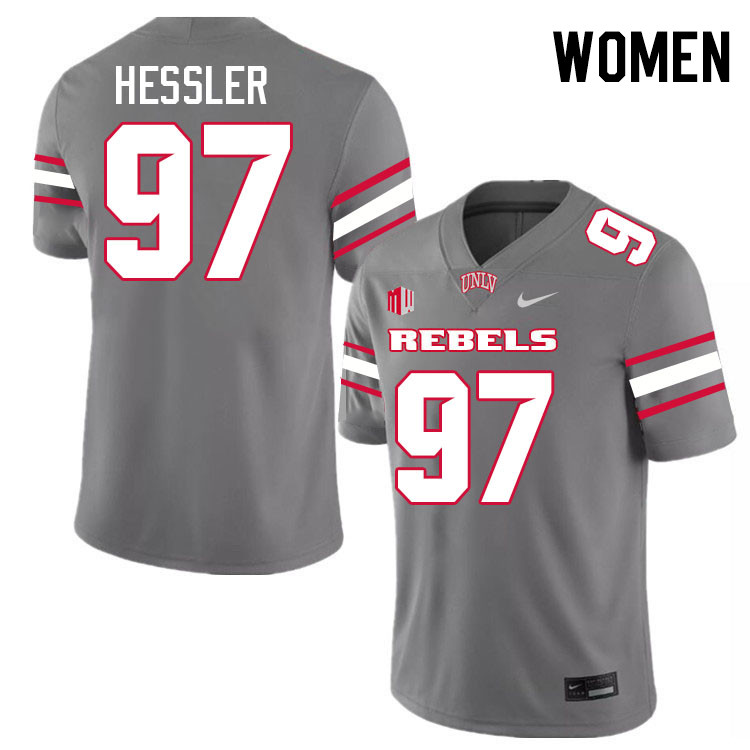 Women #97 Grant Hessler UNLV Rebels College Football Jerseys Stitched-Grey